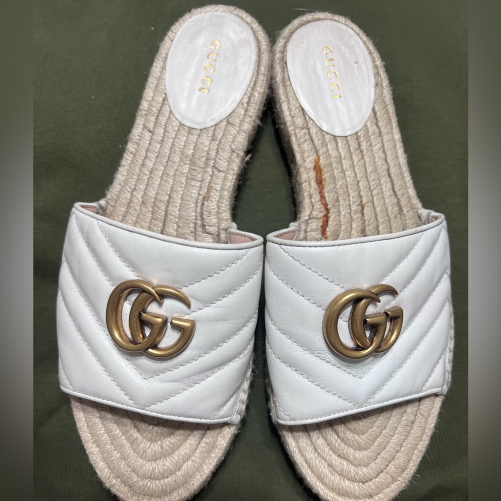 pre-loved gucci espadrille slides